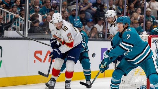 Luca Cagnoni's first NHL goal is OT winner as Sharks top Panthers (NHL). Photo by Bob Kupbens