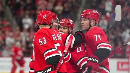 NHL roundup: Logan Stankoven's hat trick lifts Hurricanes past Canucks (NHL). Photo by James Guillory