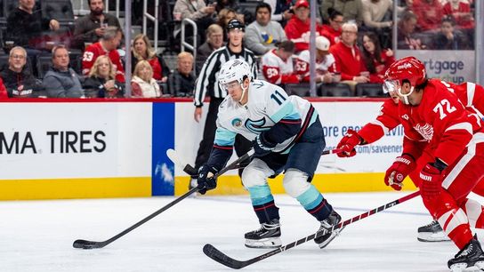 Frederick Gaudreau scores twice as Kraken separate from Red Wings (NHL). Photo by Paul Barnick