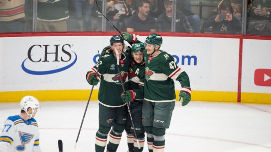 Wild ride Matt Boldy’s hat trick to win over Blues (NHL). Photo by Matt Blewett