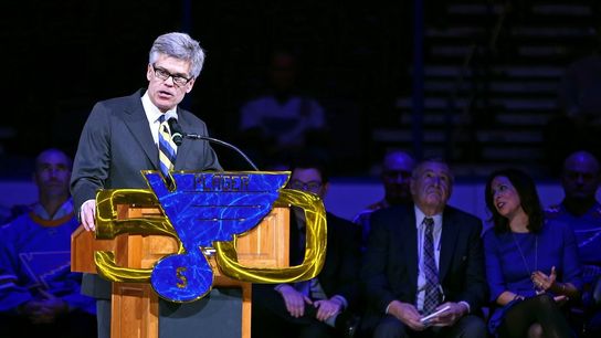 Blues condemn ‘vile messages of hate’ from protest banners at Vegas game (NHL)